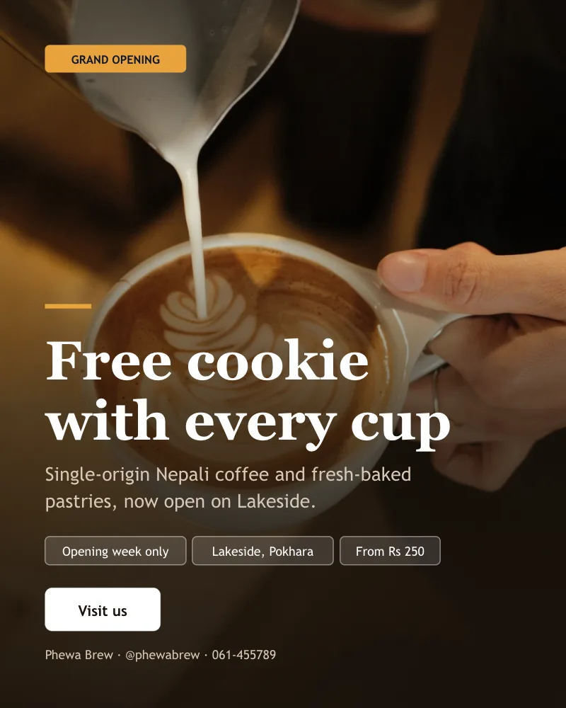 Lakeside café opening template