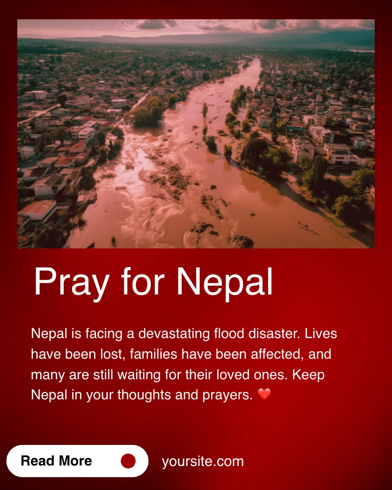Red Black and White Modern Compassion Pray For Nepal Instagram Post template