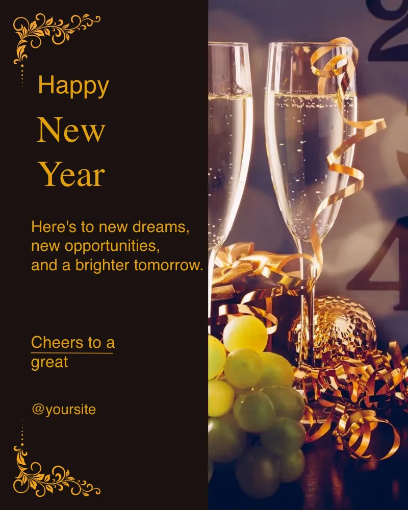 Gold Black and Warm Brown Festive New Year Instagram Post template